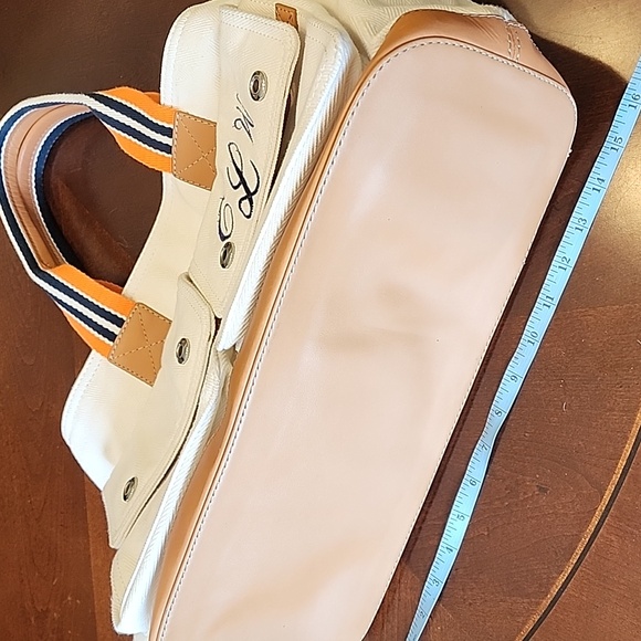 ‼️NWOT Pottery Barn White and Orange Seacliff Canvas Tote with Striped Handles - Picture 4 of 17